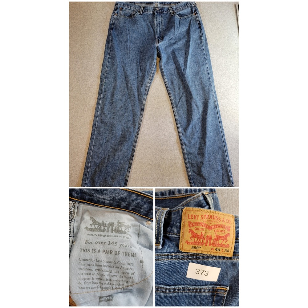 Levis 550 Relaxed Fit Tapered Leg Medium Wash Blue Denim Jeans 40x34 00550-4891